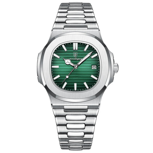 Luminous Watches for Men Waterproof Stainless Steel Hour Fashion Quartz Watch POEDAGAR P613